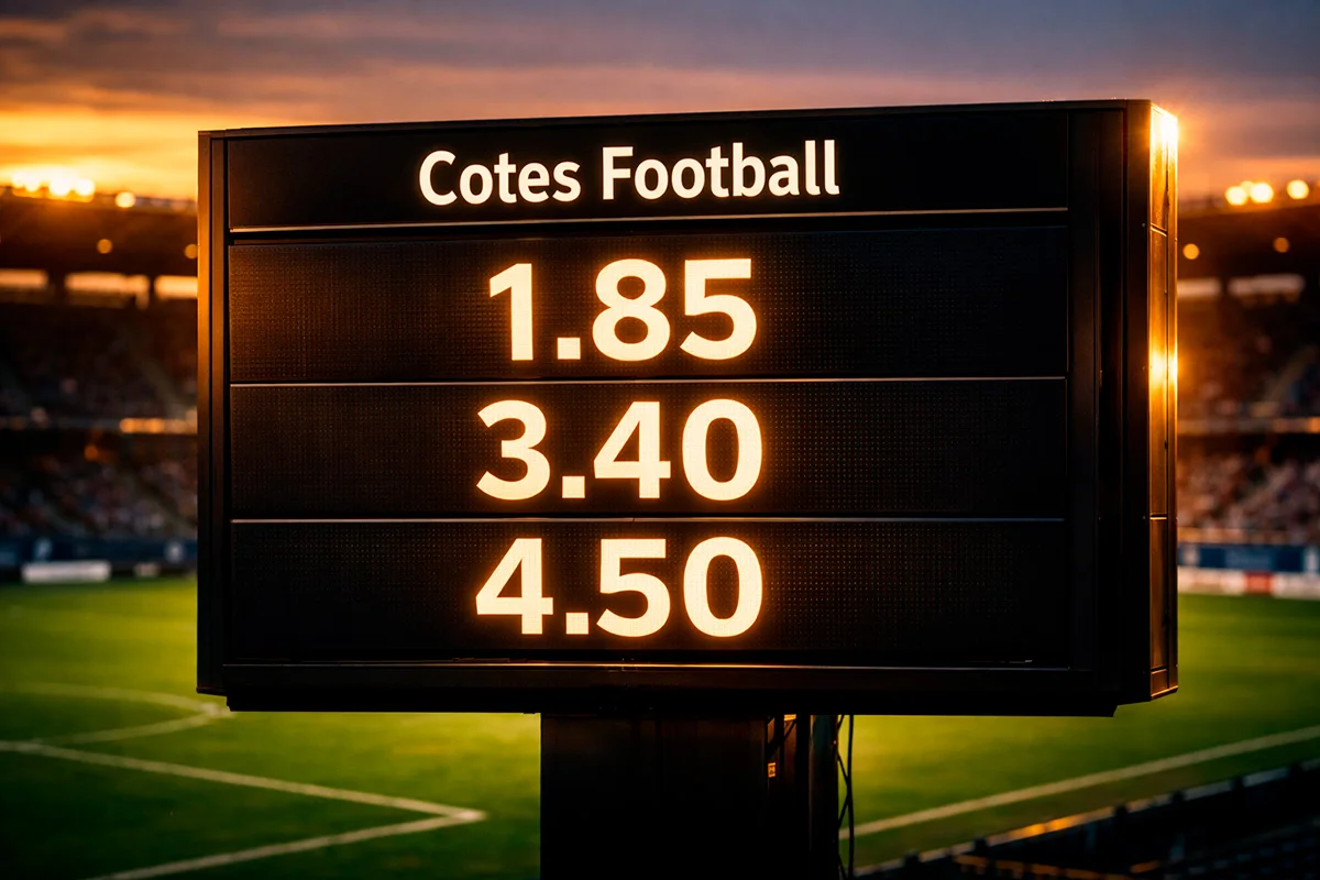 Tableau d'affichage avec cotes de match de football dans un stade