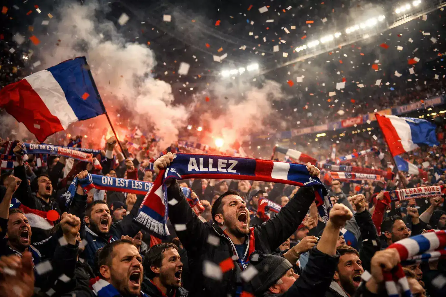 Supporters dans un stade créant une atmosphère intense