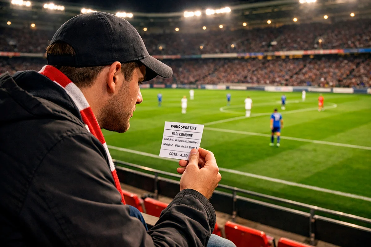 Supporter de football regardant un match depuis les tribunes d'un stade