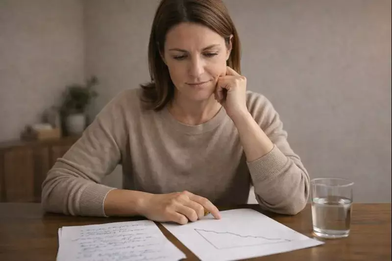 Personne analysant calmement ses résultats avec expression concentrée