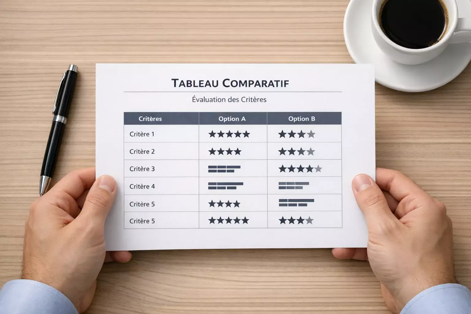 Document professionnel avec grille de notation et critères